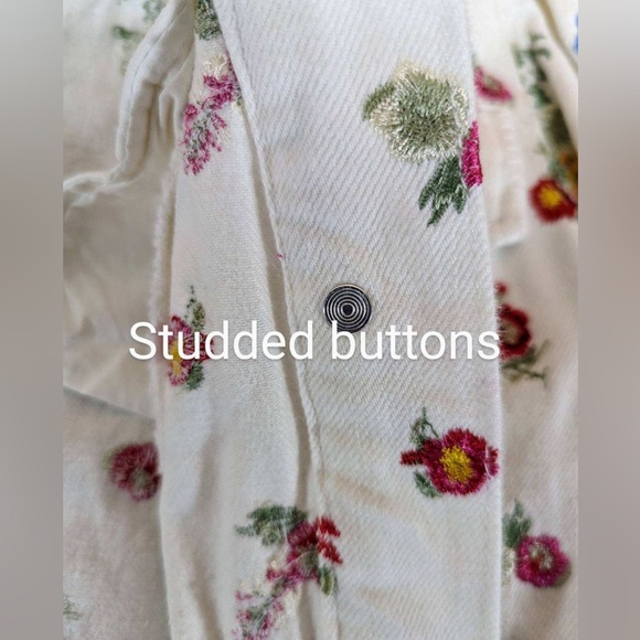 Alice + Olivia Off White Multi Renee Embroidered Cropped Denim Jacket XS NWOT - Picture 11 of 11